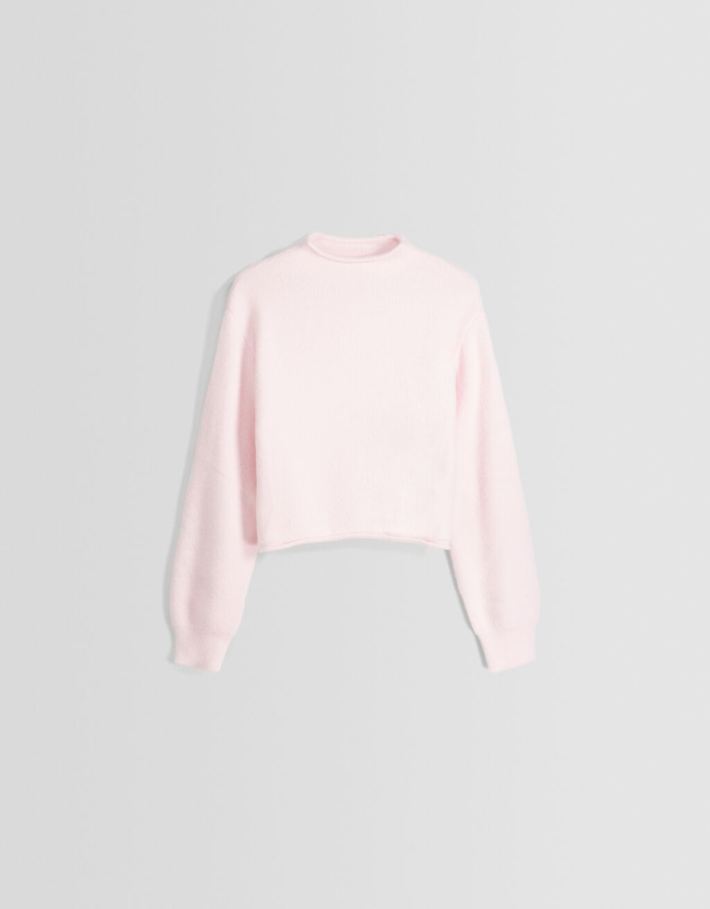 سويتر ناعم برقبة عالية-زهري-4