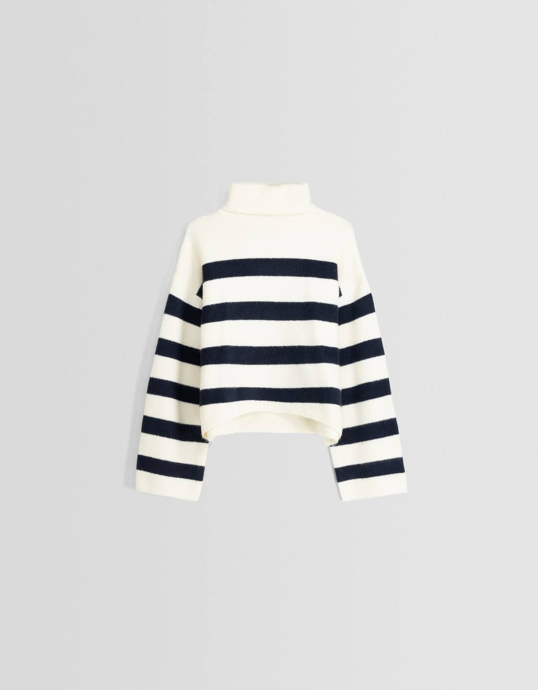 Striped high neck sweater