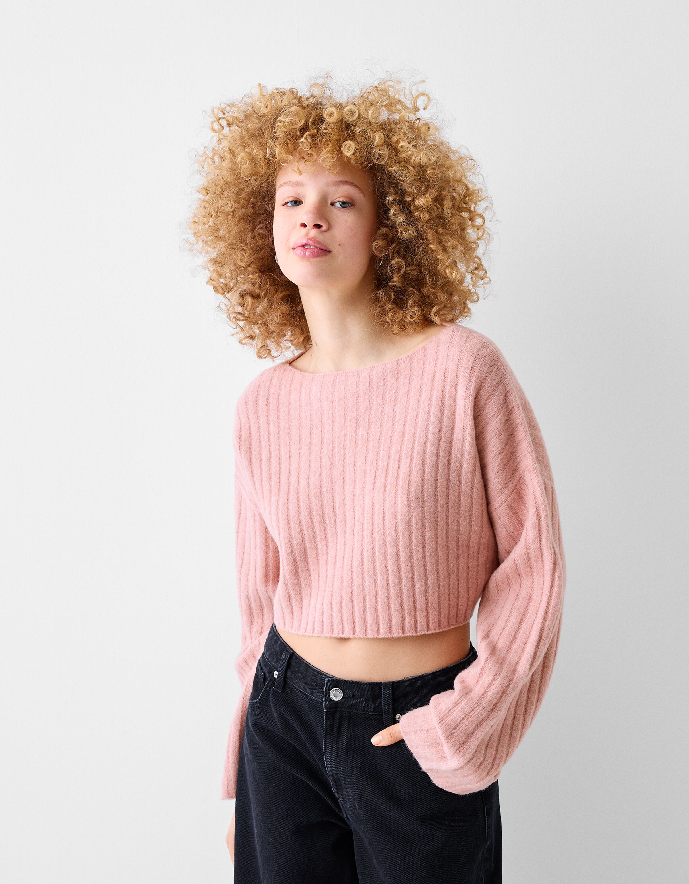 Bershka pull rose on sale