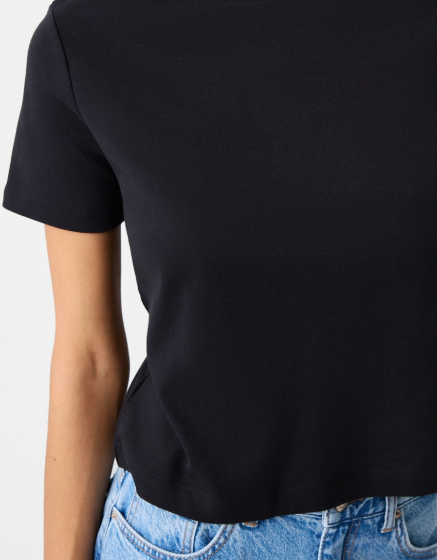 Regular fit short sleeve T-shirt-Black-5