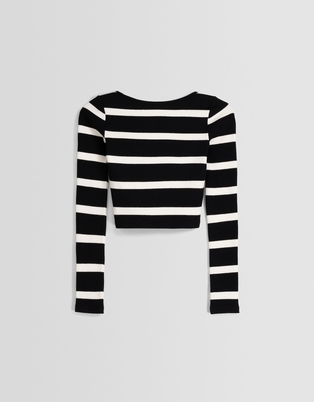 Long sleeve striped knit T-shirt with open back