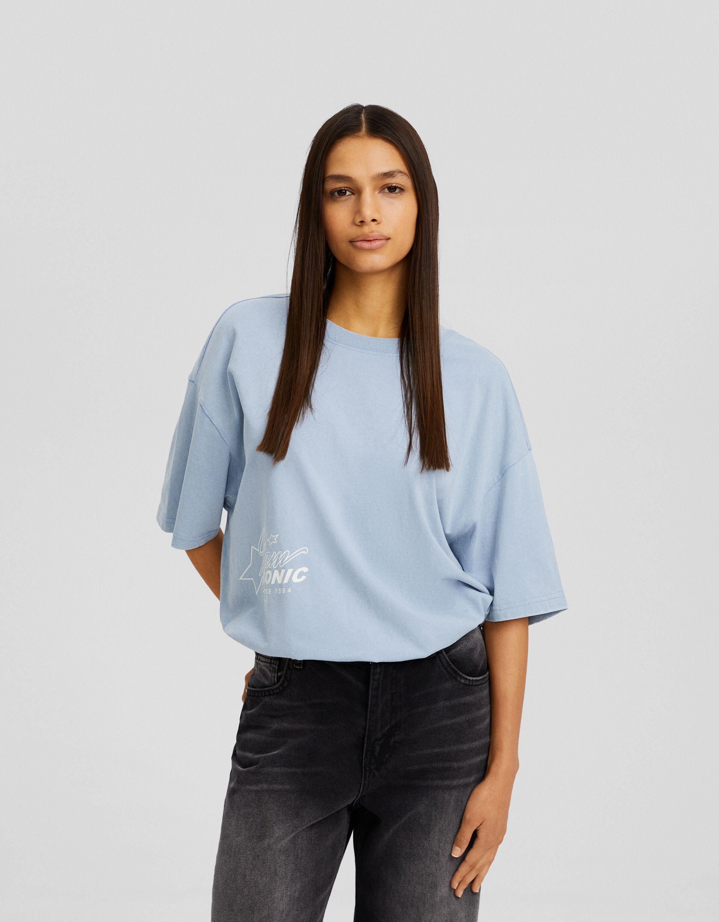 T shirt oversize femme bershka hot sale