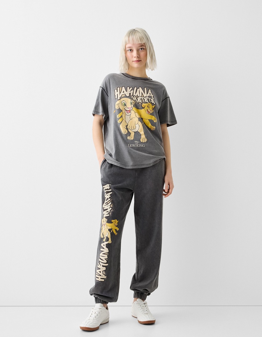 T-shirt Le Roi Lion manches courtes imprimé-Gris-1