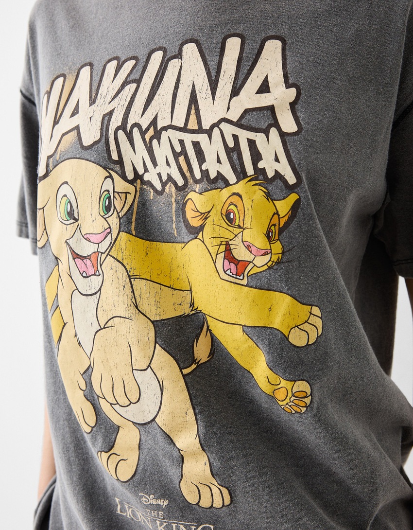 T-shirt Le Roi Lion manches courtes imprimé-Gris-5