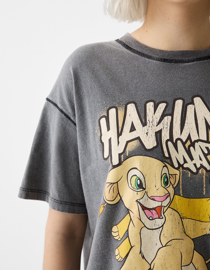 T-shirt Le Roi Lion manches courtes imprimé-Gris-3