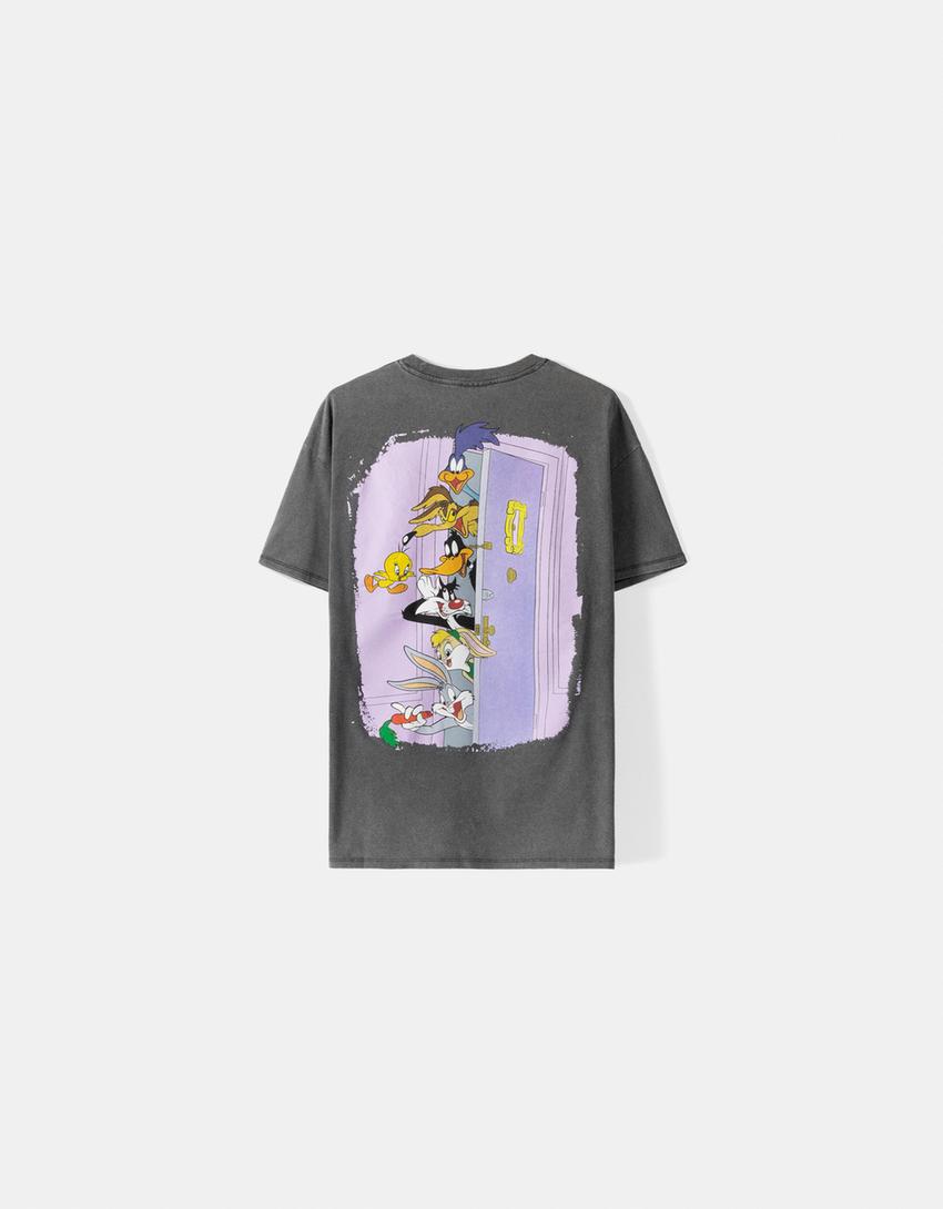 Friends print short sleeve T-shirt-Grey-5