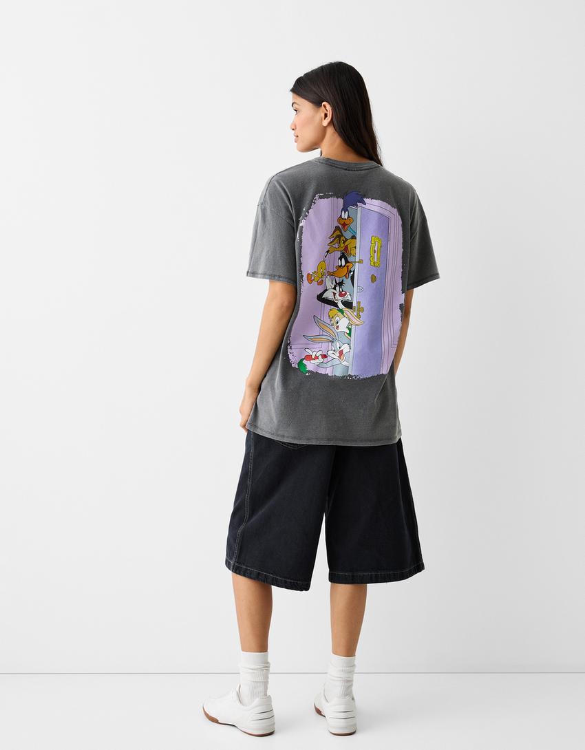 Friends print short sleeve T-shirt-Grey-1