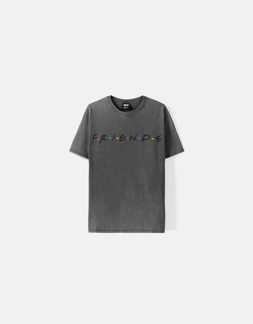 Friends print short sleeve T-shirt-Grey-4