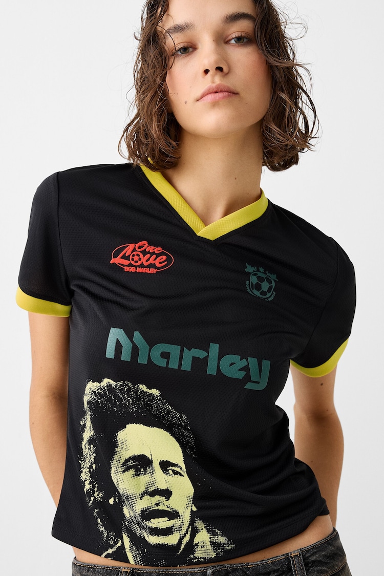 T-shirt Bob Marley de manga curta estampada