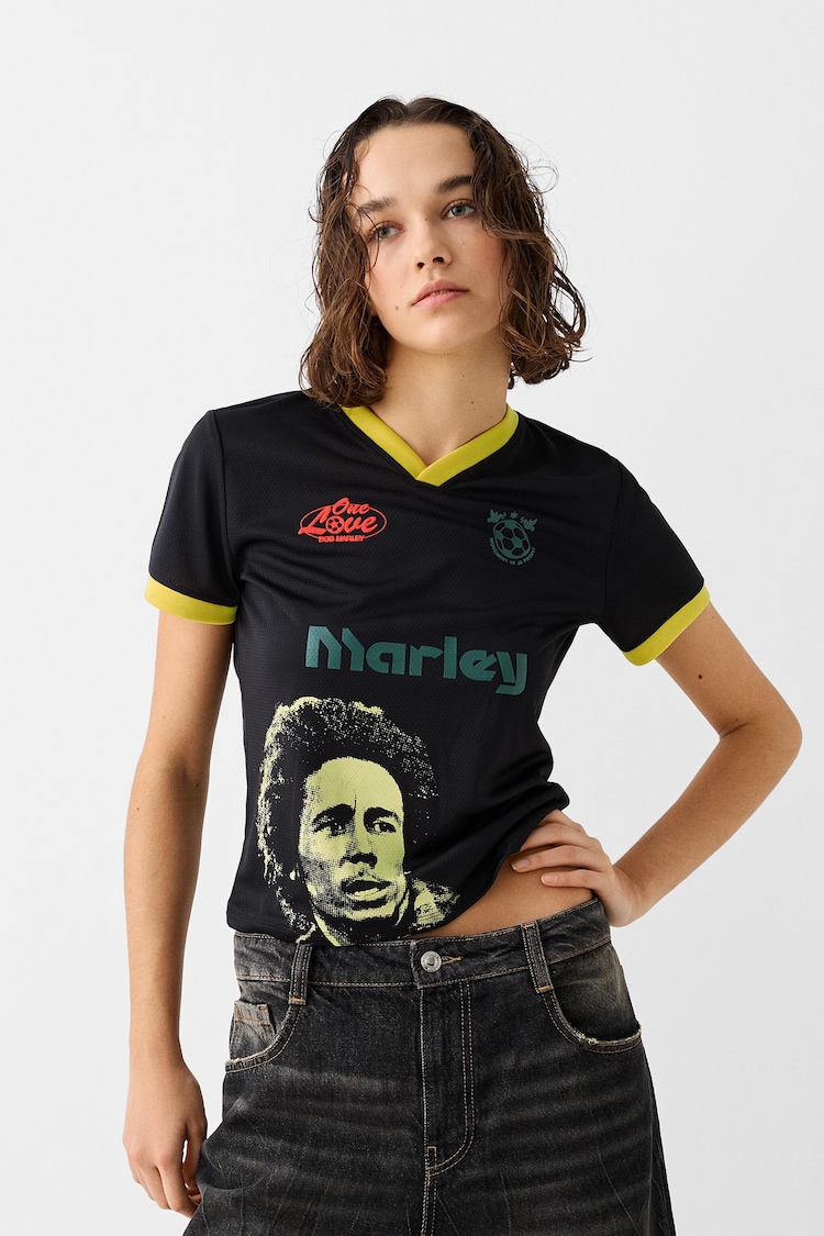 T-shirt met korte mouwen en Bob Marley-print