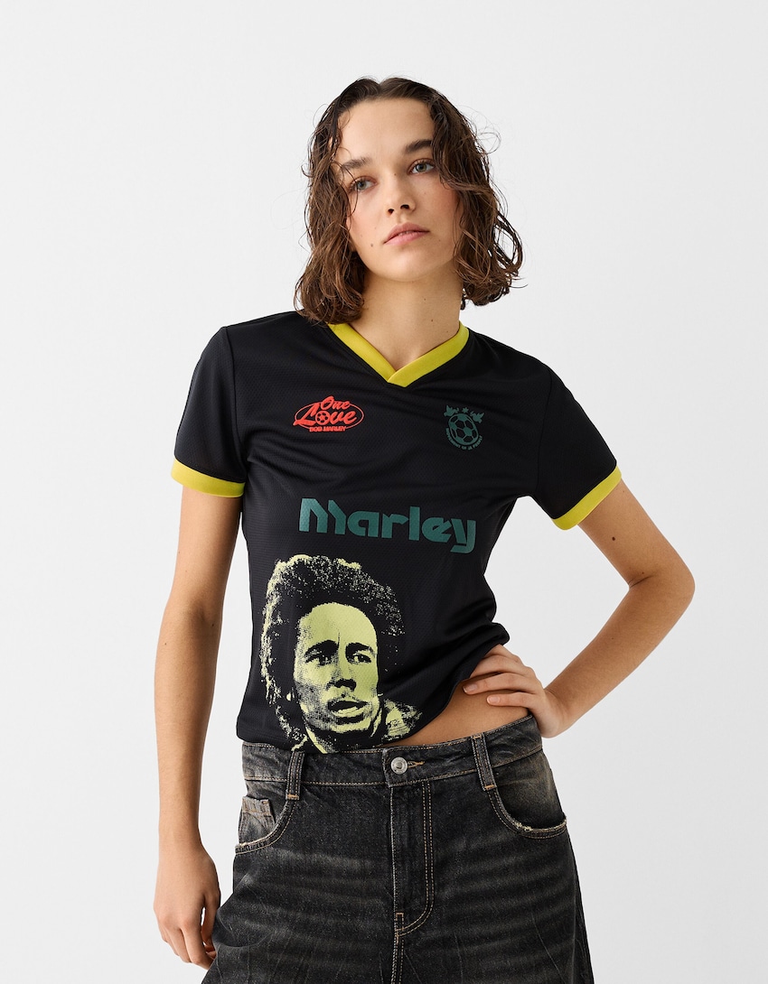 T-shirt manches courtes imprimé Bob Marley