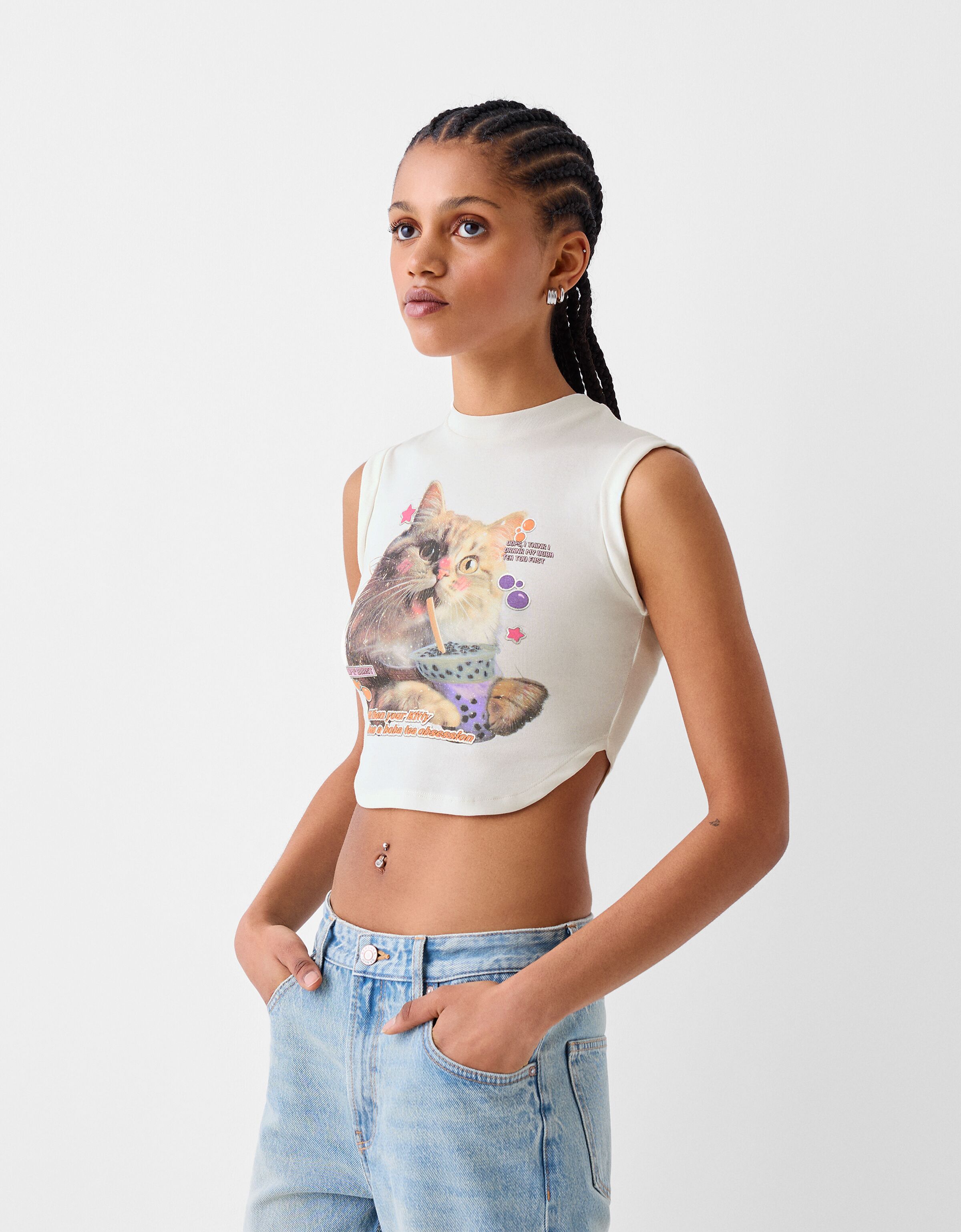 Maglia trasparente store nera bershka