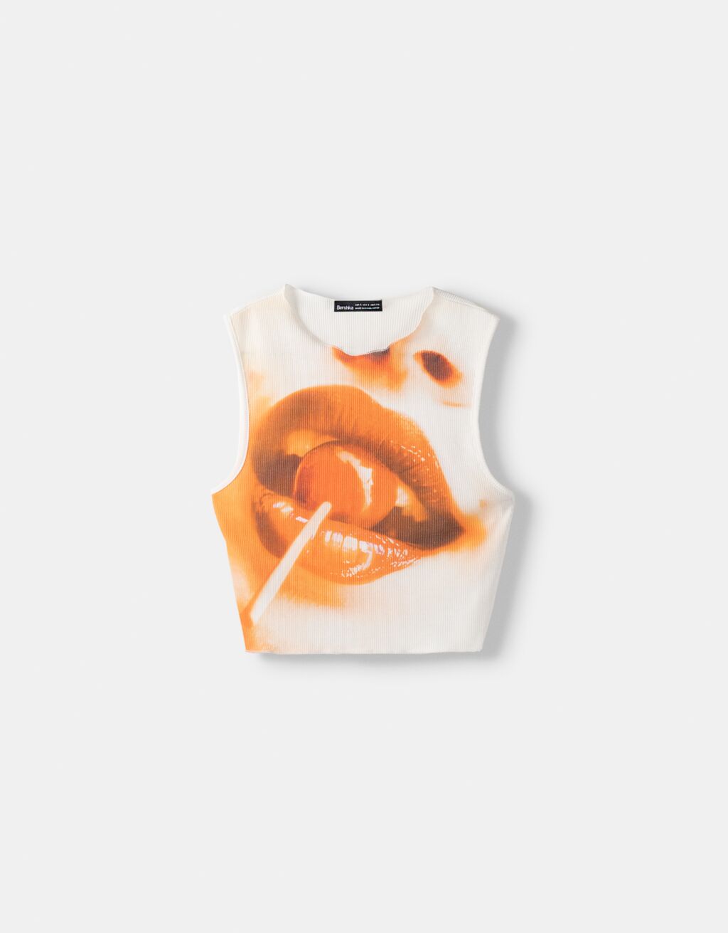 Camiseta sin mangas rib print-Crudo-4