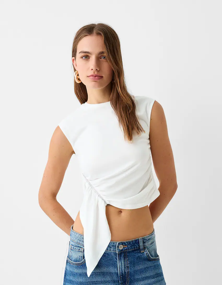 Sleeveless T-shirt with zip detail - T-shirts - Women