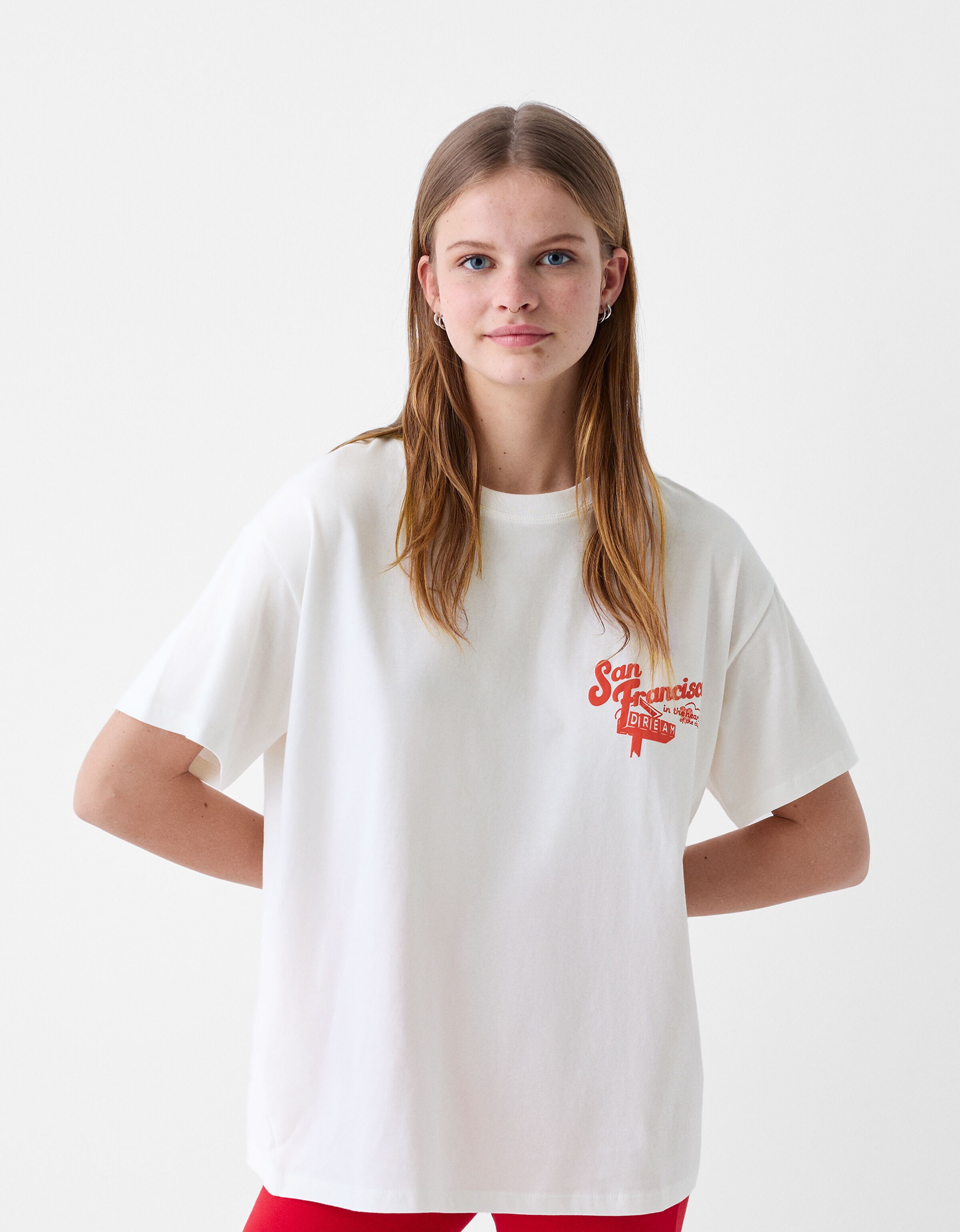 Printed short sleeve oversize T-shirt - Tees and Tops - BSK Teen 