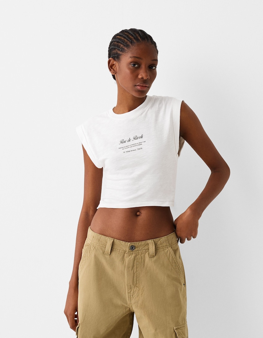Printed sleeveless T-shirt