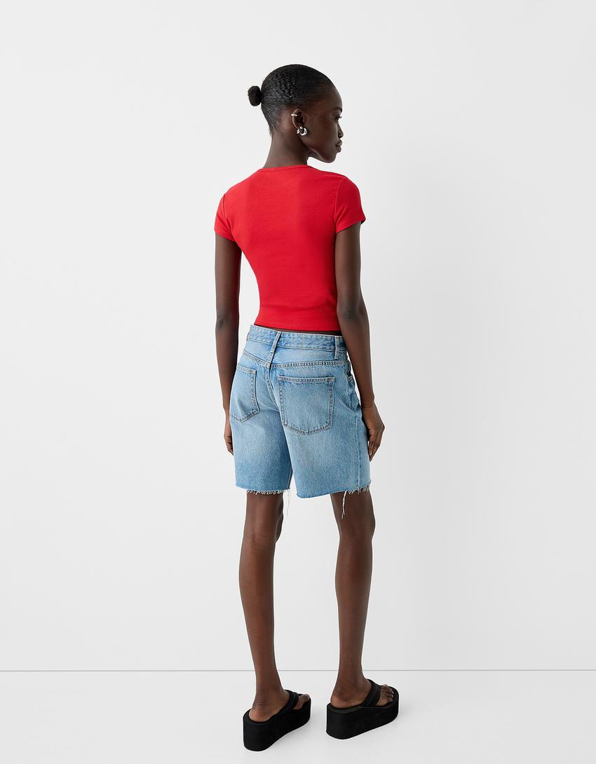 T-shirt manches courtes col rond-Rouge-1