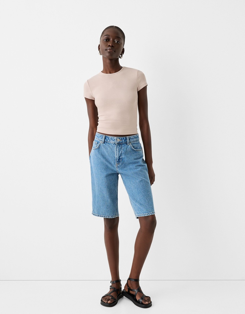 Short sleeve crew neck T-shirt-Sand-3
