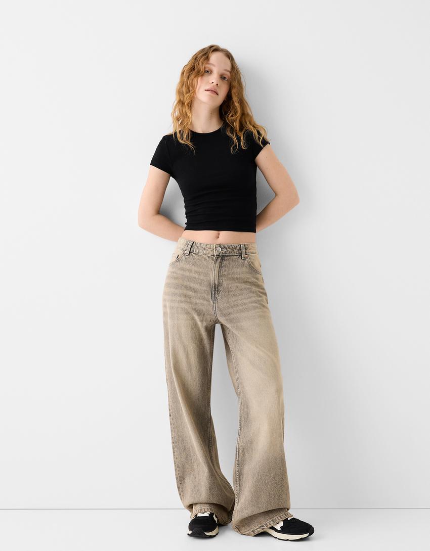 Kısa kollu bisiklet yaka t-shirt-Siyah-3