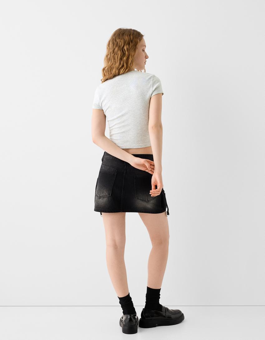 Kısa kollu bisiklet yaka t-shirt-Gri-1