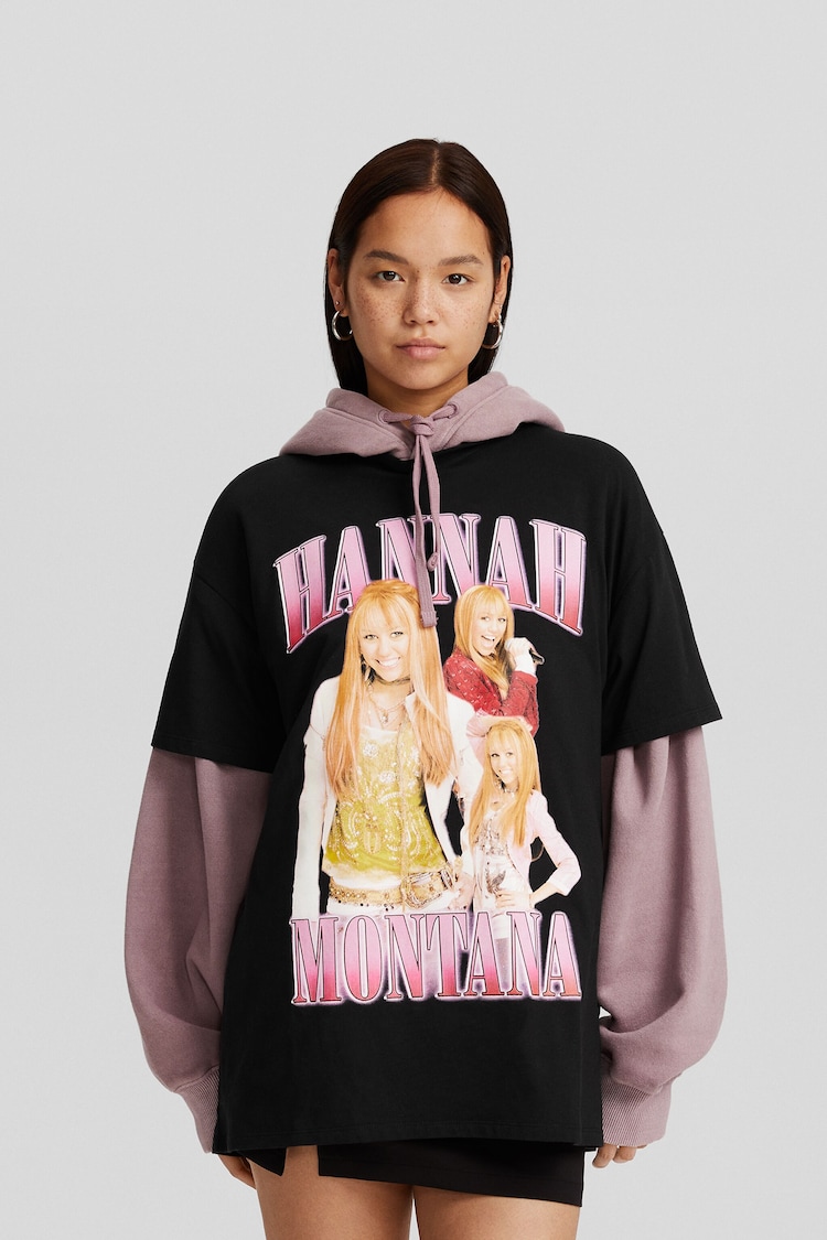 Oversize ležérne tričko s krátkym rukávom s potlačou Hannah Montana
