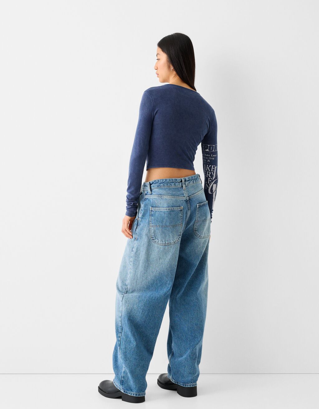 Long sleeve T-shirt with print-Blue-1