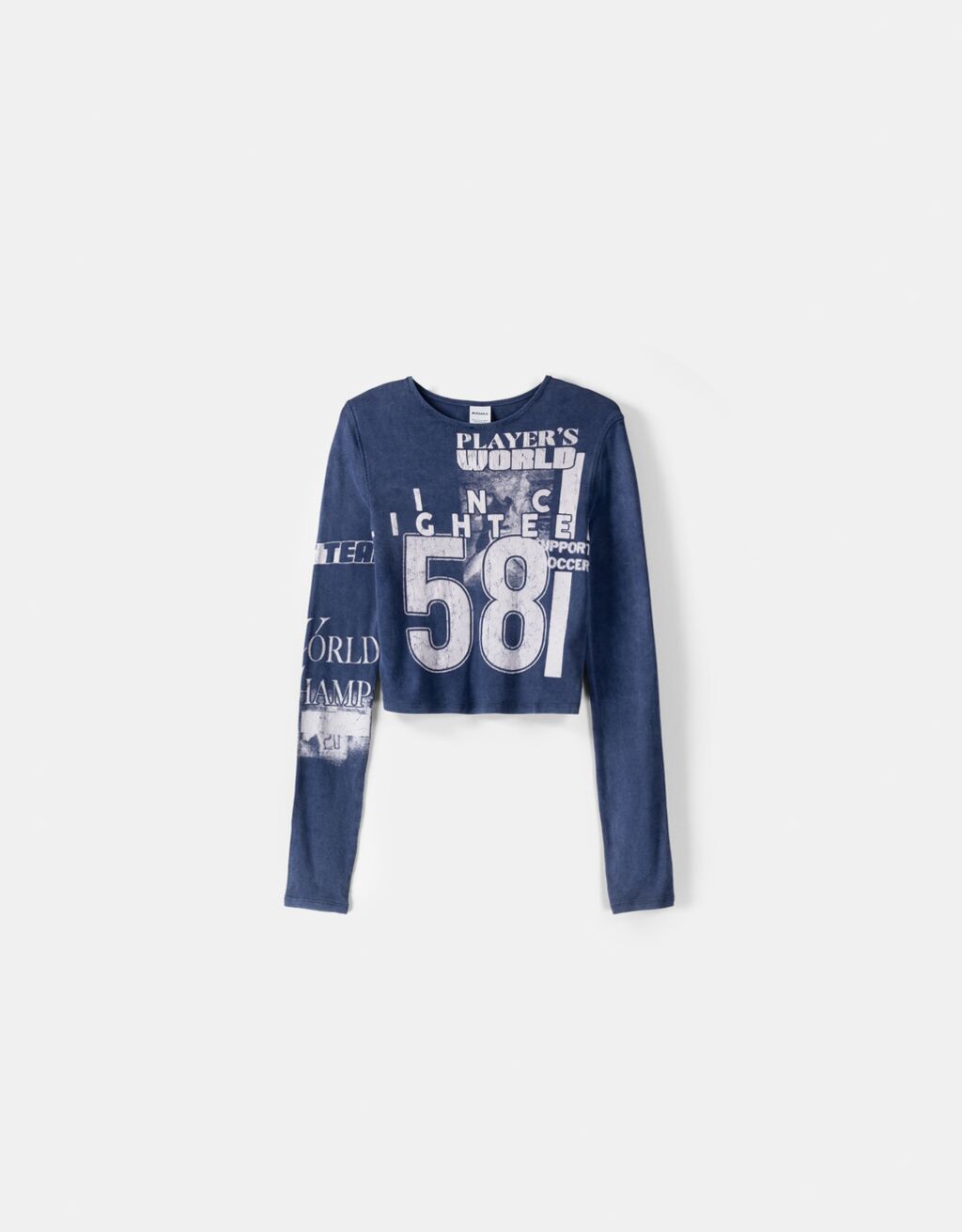 Long sleeve T-shirt with print-Blue-4