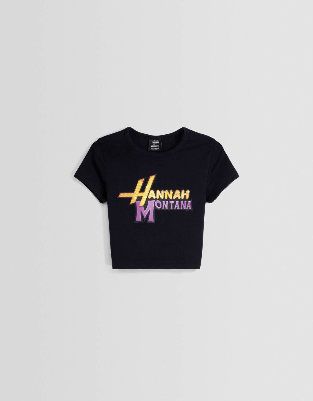 Hannah Montana print short sleeve cropped T-shirt