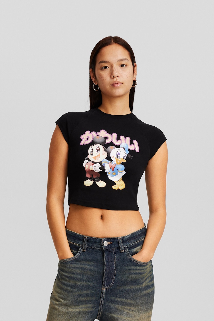 Mickey Mouse & Donald Duck print short sleeve T-shirt