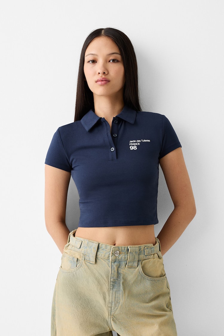 T-shirt manches courtes col polo imprimé