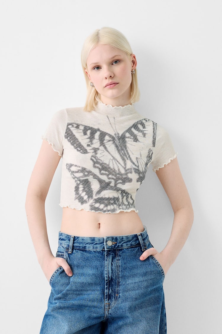 Short sleeve rustic T-shirt with print