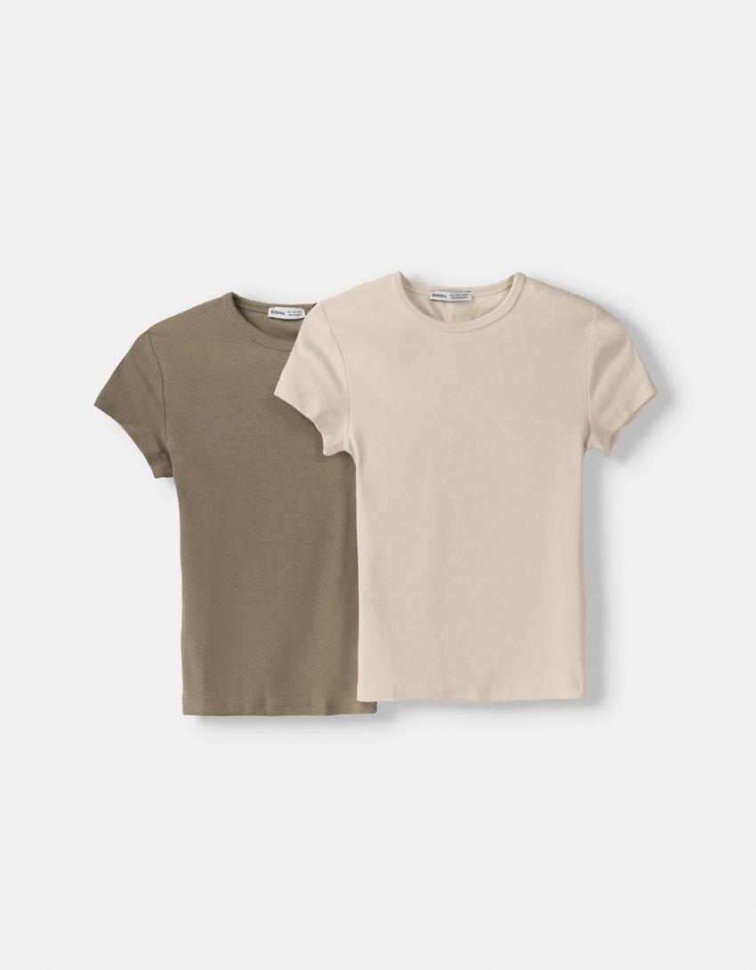 2-pack of short sleeve round neck T-shirts-Multicolored-4