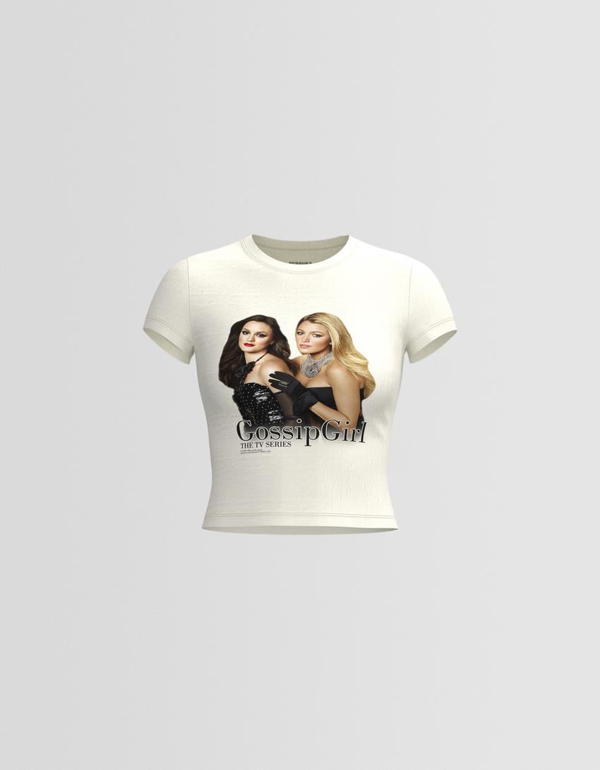 Camiseta Gossip Girl manga curta-Branco roto-5