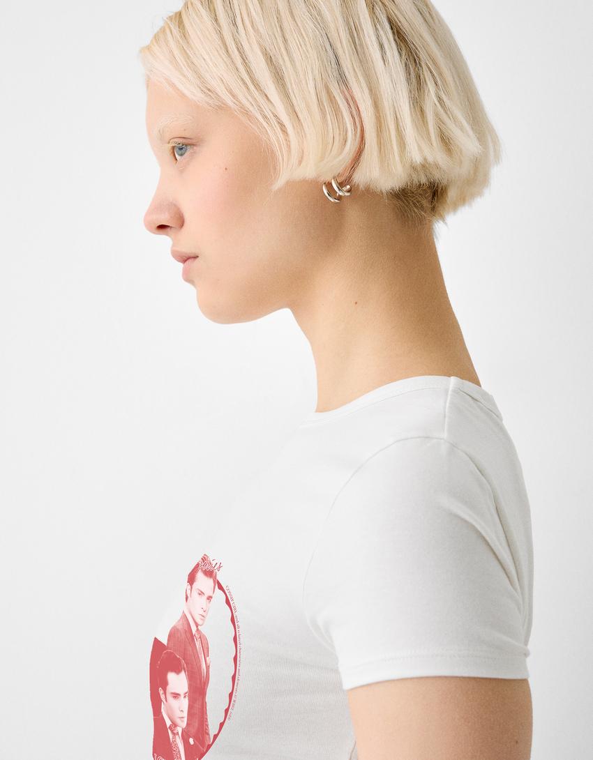 Camiseta manga curta estampada-Branco roto-6