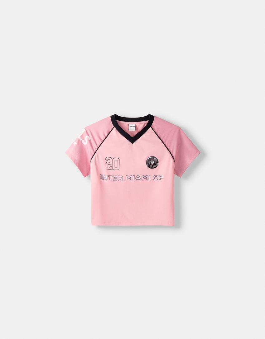 Cropped Inter Miami CF print T-shirt-Pink-6