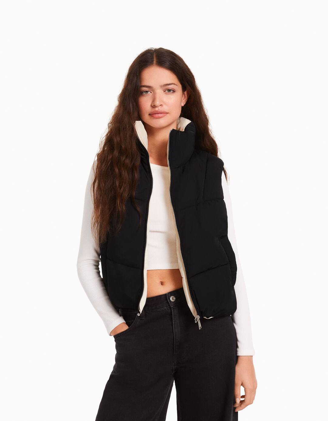 Reversible nylon gilet