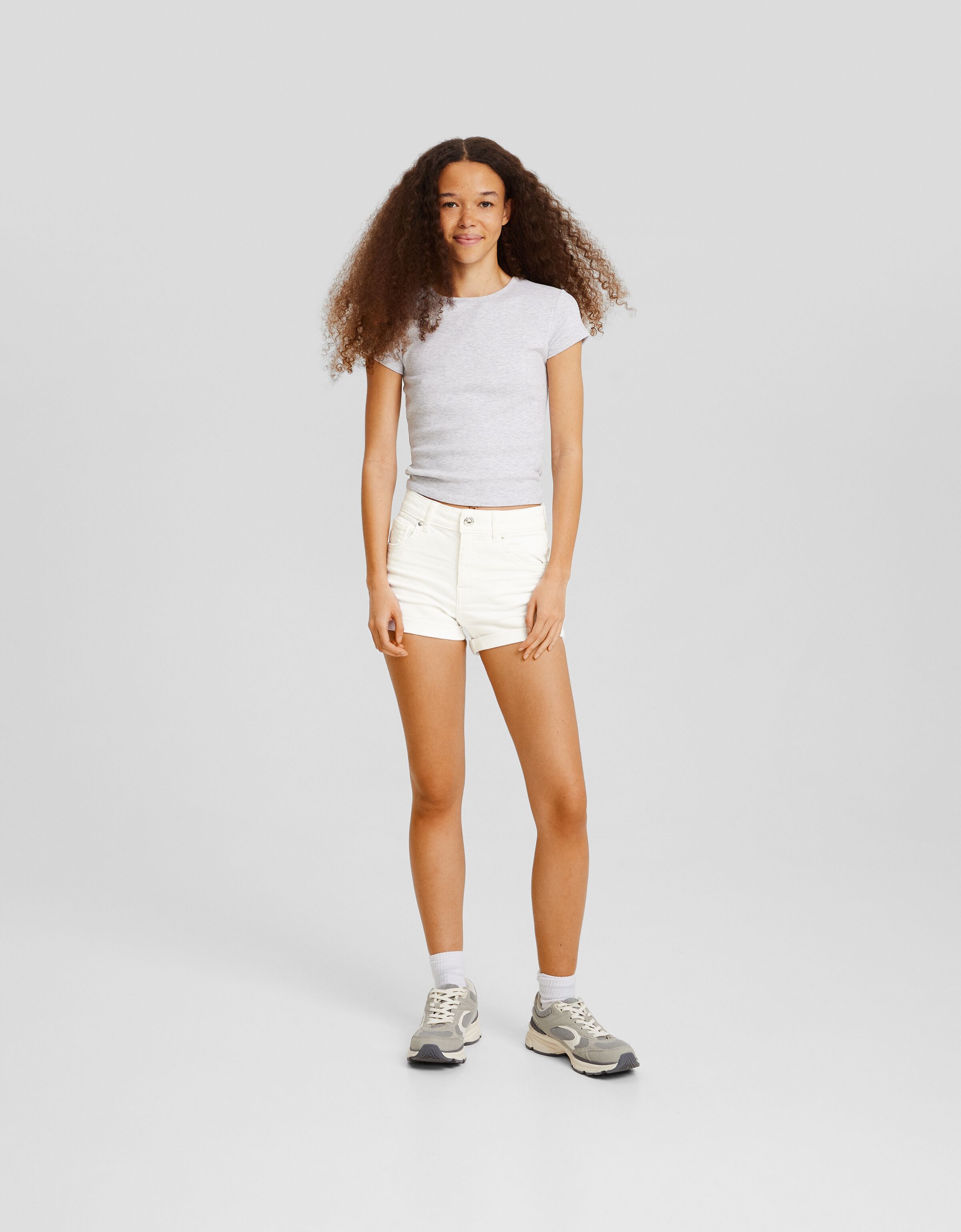 Shorts denim roll up Gonne e shorts BSK Teen Bershka