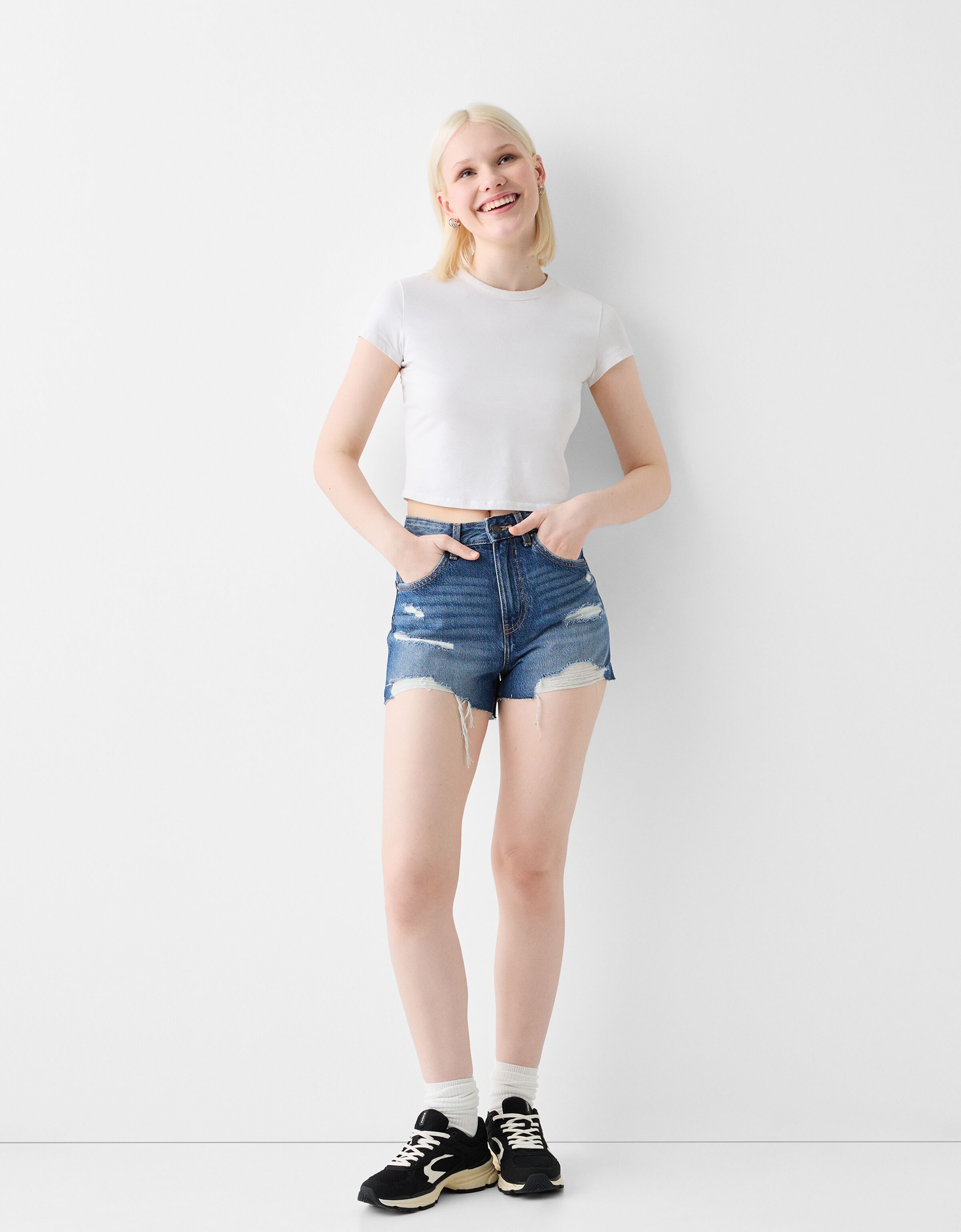 Ripped denim hot sale short