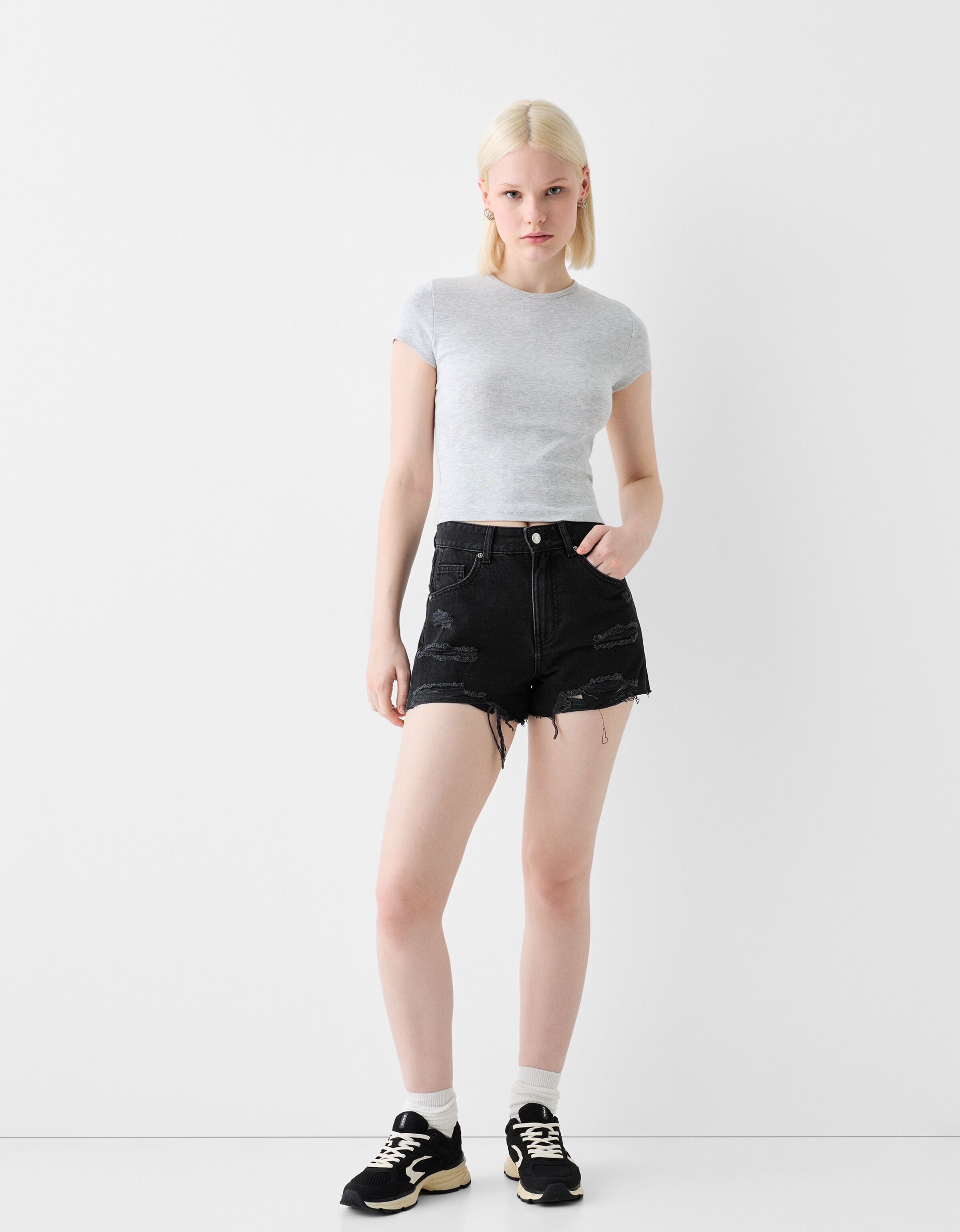 Ripped denim hot sale short
