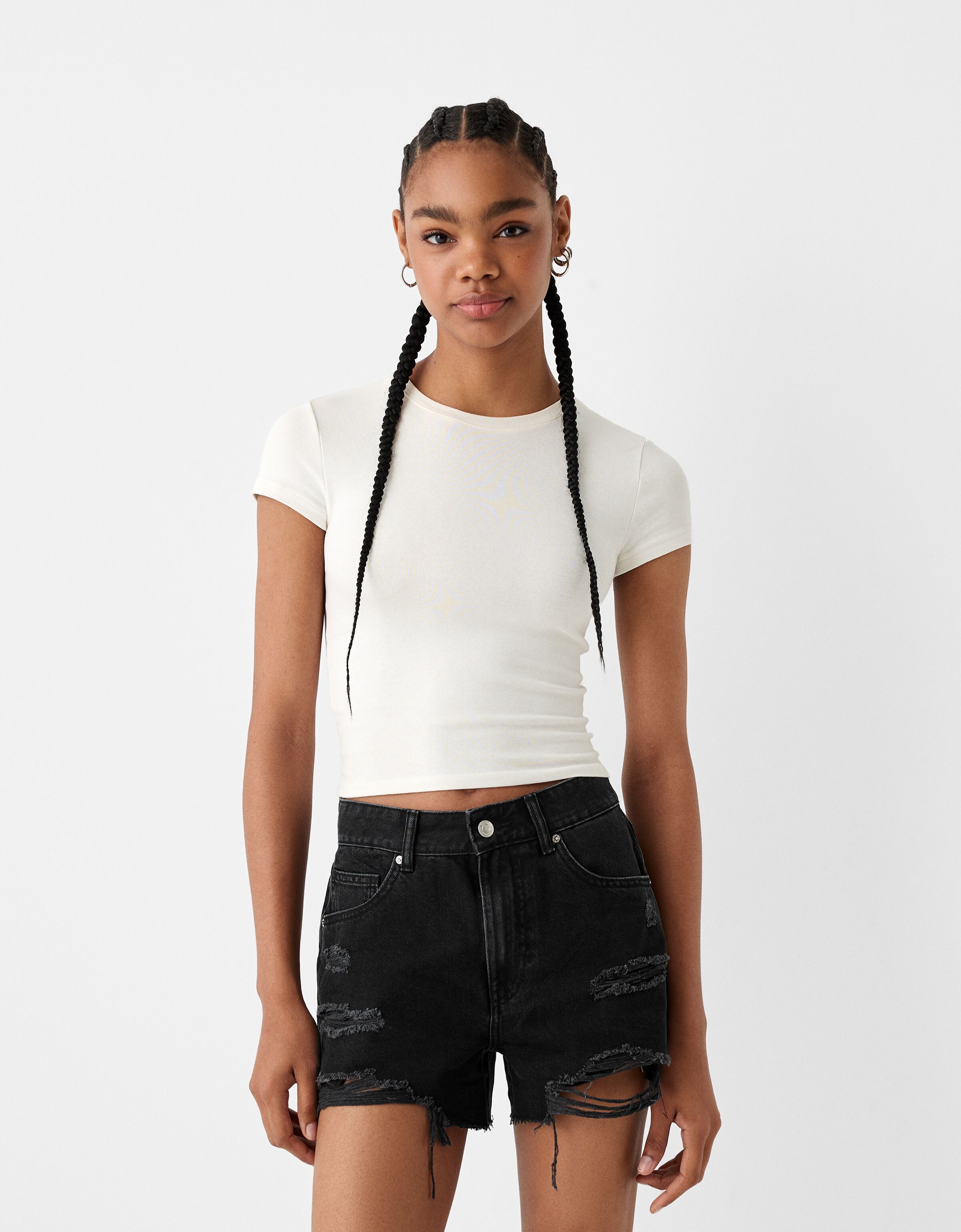 Pantaloncini di pelle bershka sales