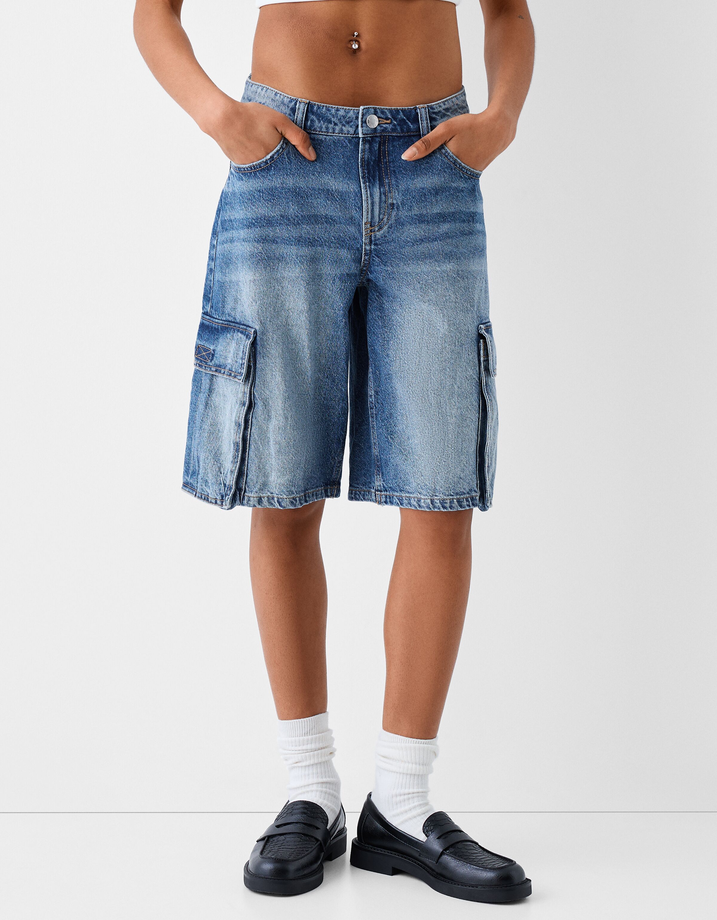 Women's cargo denim shorts cheap