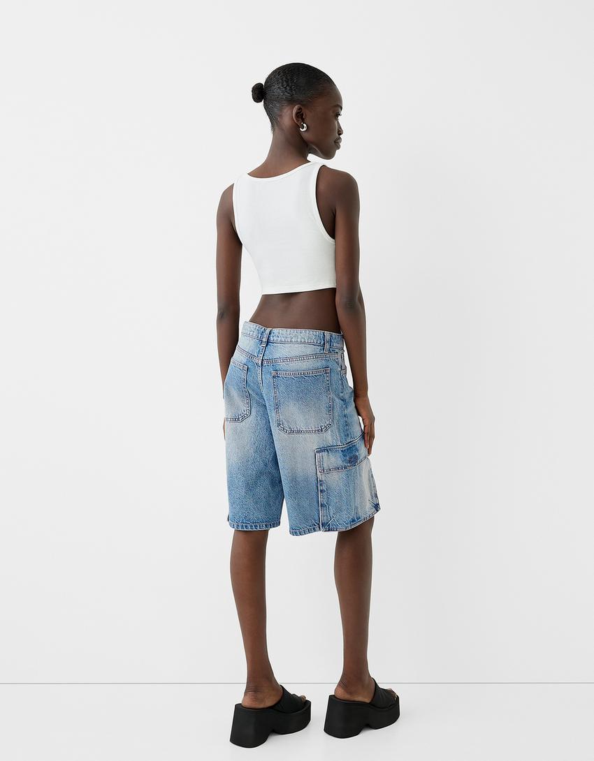 شورت برمودا كارغو دنيم واسع-أزرق فاتح-2