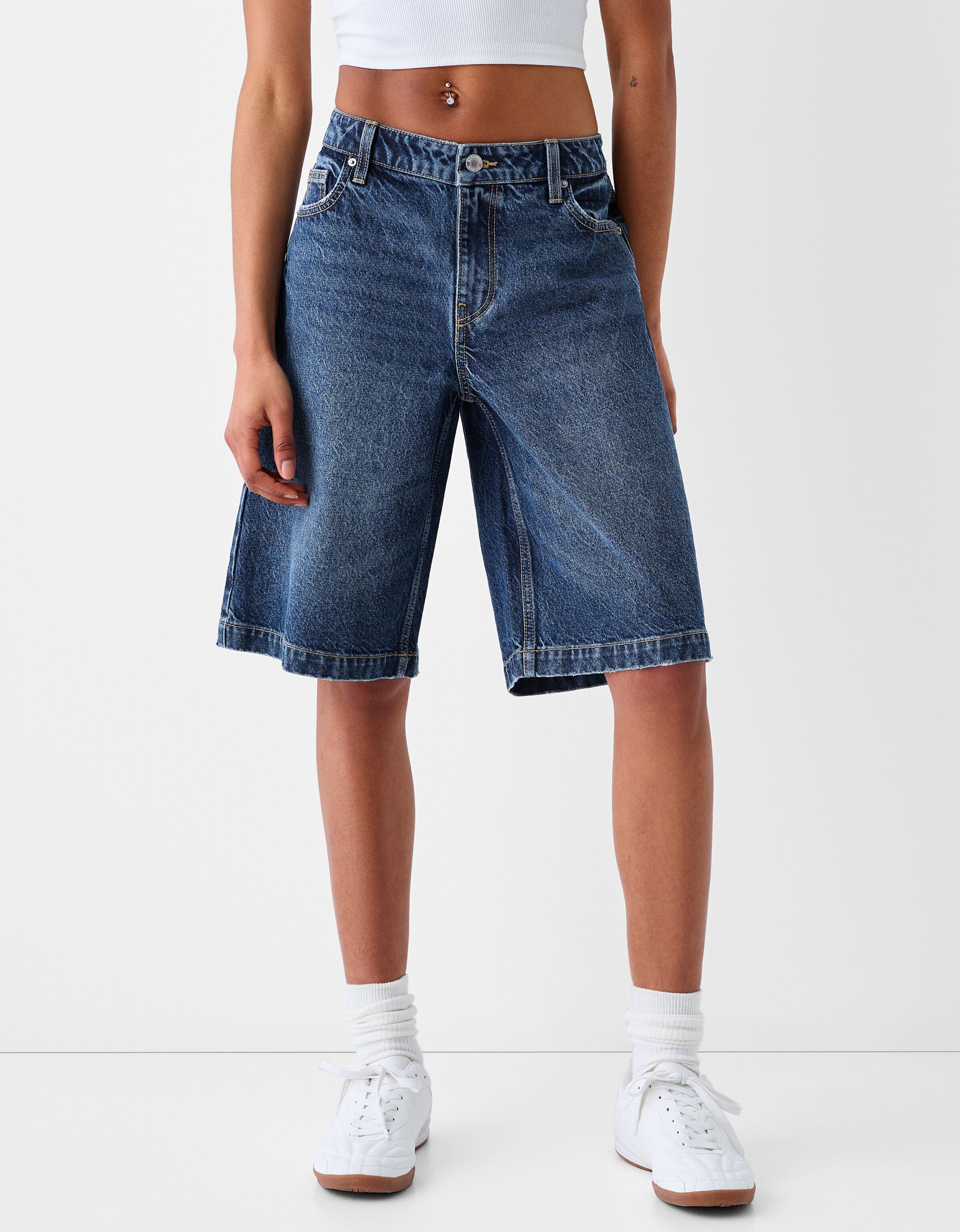 Cheap 2020 Summer Denim Shorts Pocket Loose A- Line Slim Female Casual  Jeans Short Femme Blue Wide Leg | Joom