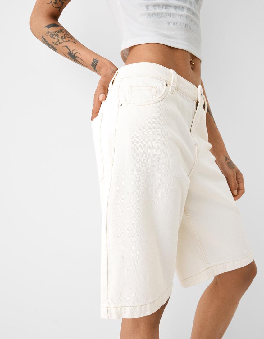 Bermuda baggy denim-Écru-2