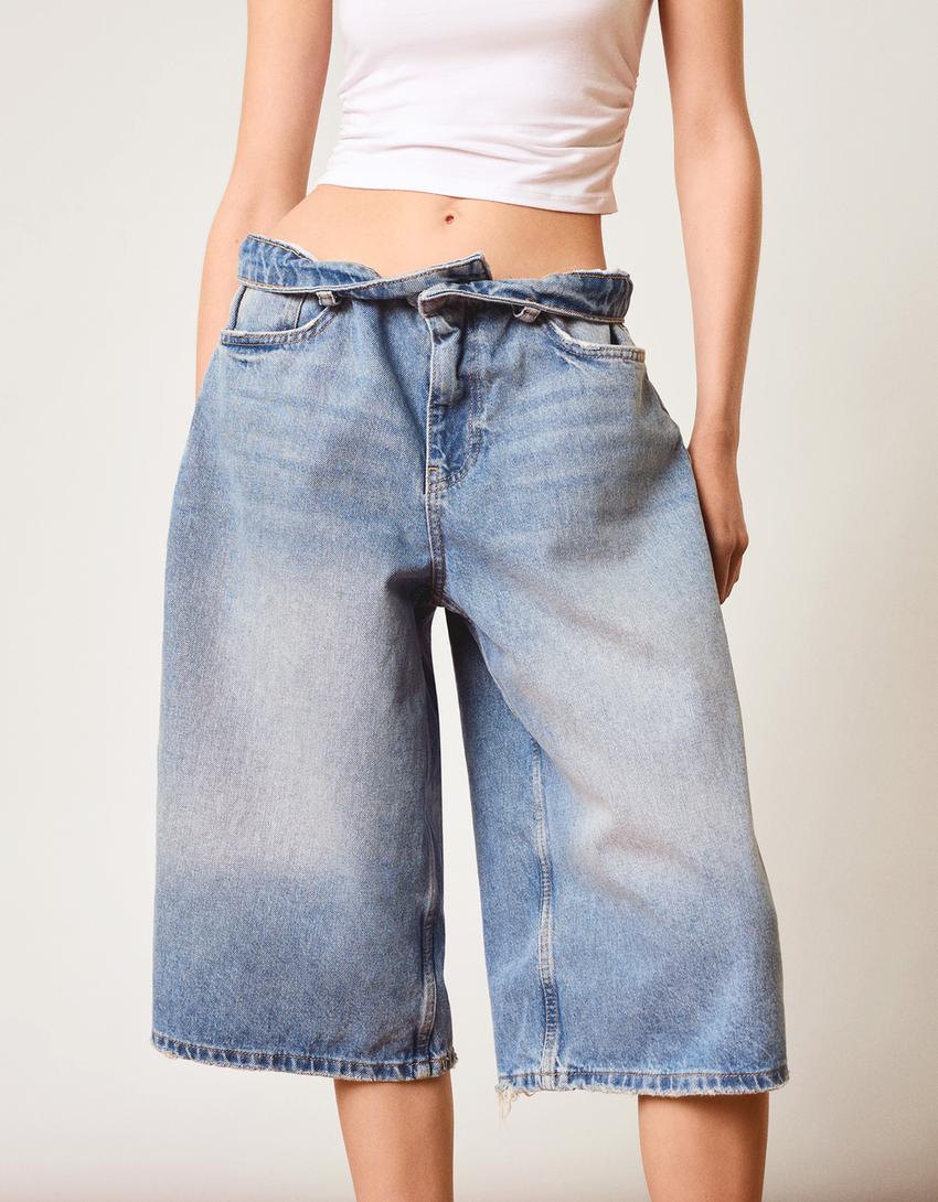 Bermudas jort denim baggy-Azul lavado-3