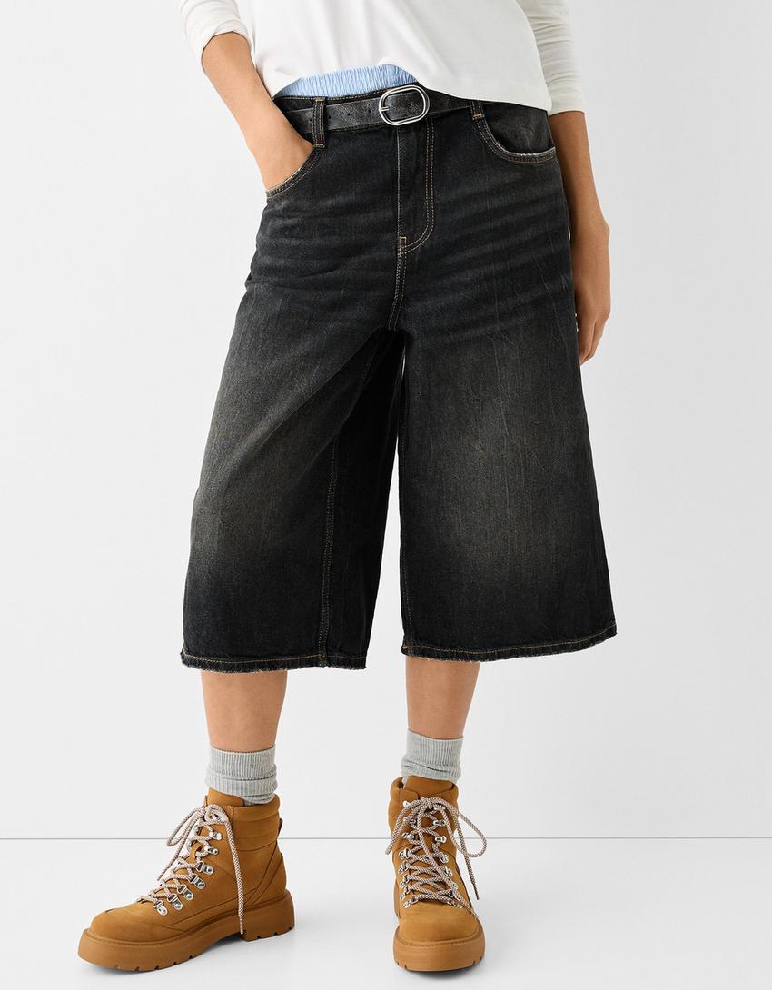 Baggy denim Bermuda jorts Women Bershka