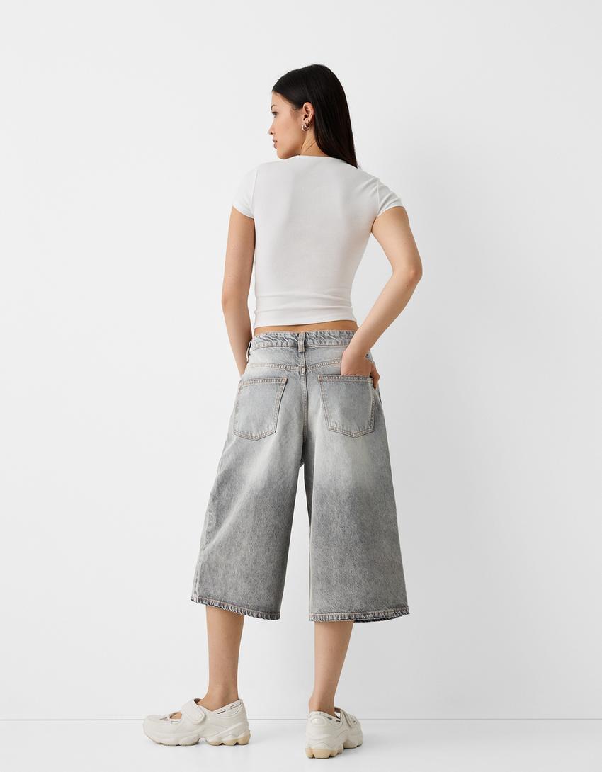Bermudas jort denim baggy-Gris-2