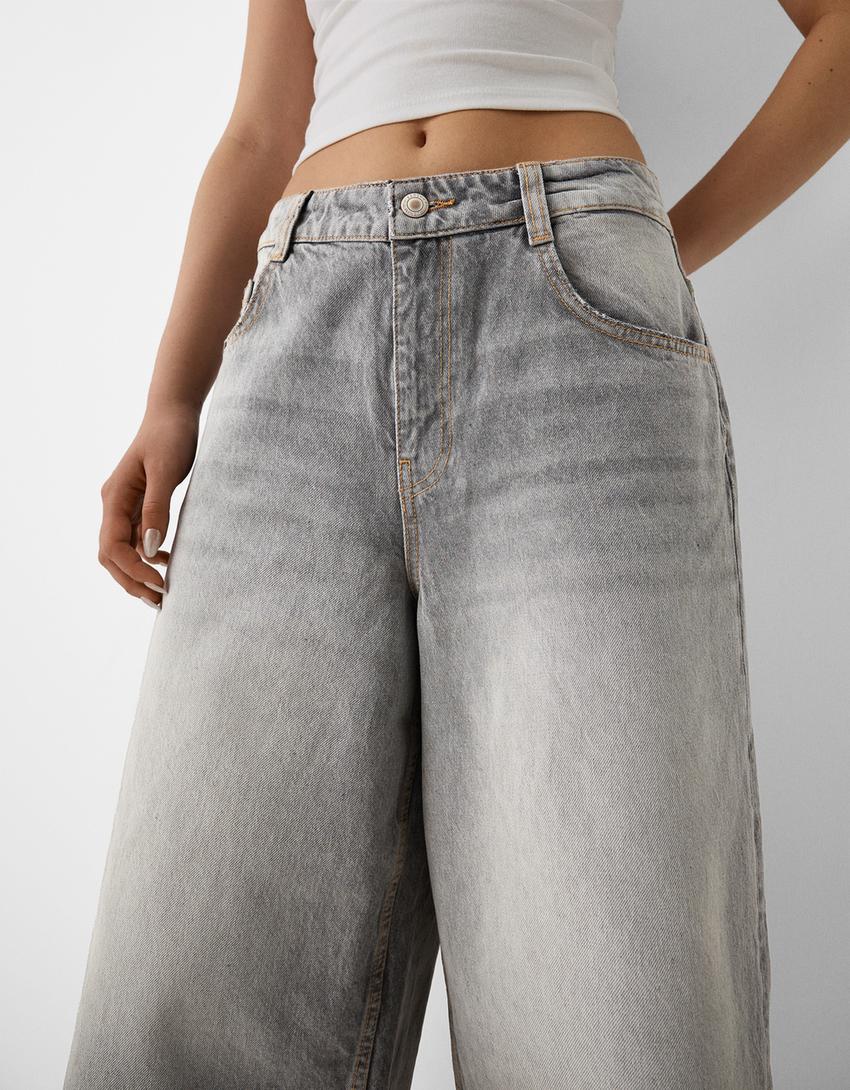 Bermudas jort denim baggy-Gris-6