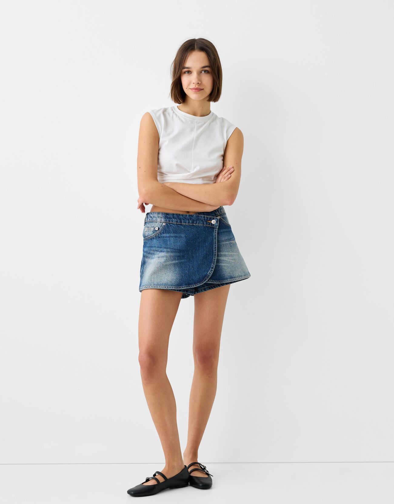 Bershka black denim skirt hotsell