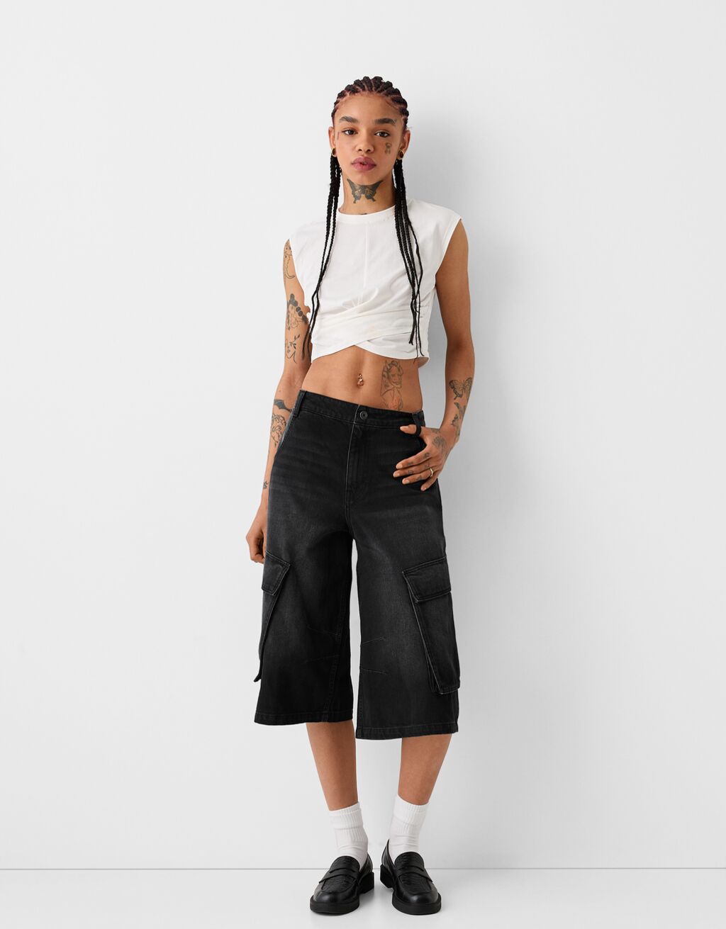 Buy Suko Jeans Women's Cargo Trousers Capri Bermuda Shorts Stretchy